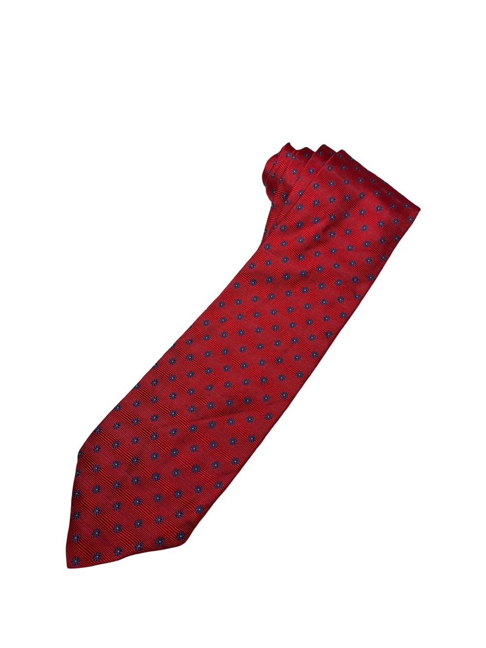 Jos. A. Bank Red Silk Tie Blue Geometric Print 60" x 3.5"